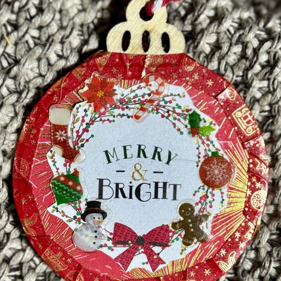 Set of 4 new 3x3” unique handmade wooden Christmas tree hanging ornaments $40 - Picture 8 of 12